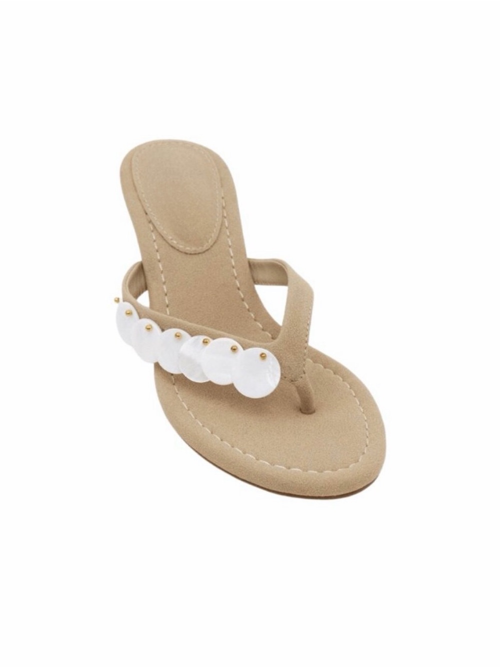 NWT Lemonade Aurelia Pearl Shell Kitten Heels Coastal Thong Sandals